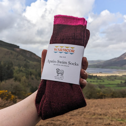 British Wool Socks - Burgundy with Pink