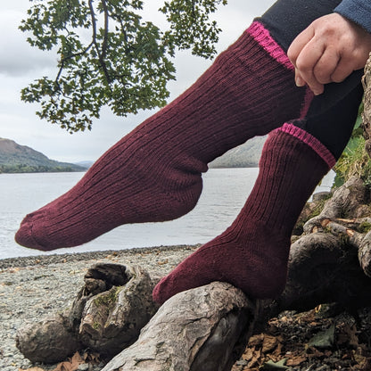 British Wool Socks - Heather and Hot Pink