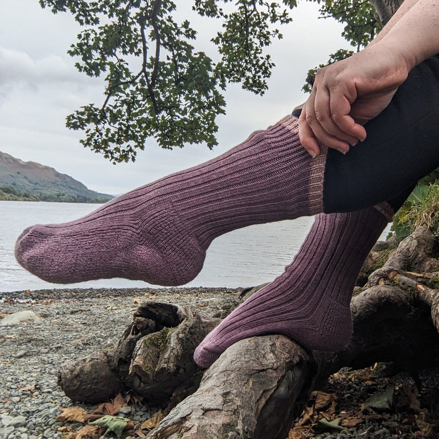 British Wool Socks - Lilac and Pale Pink