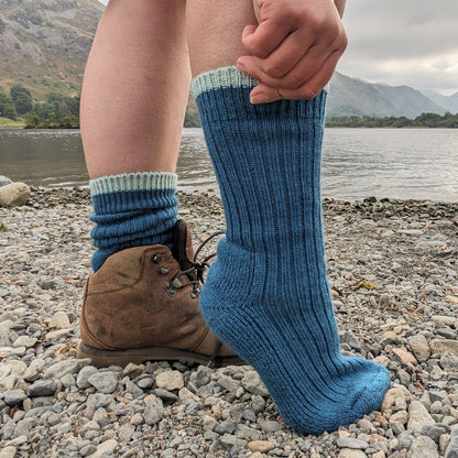 British Wool Socks - Teal and Kendal Mint