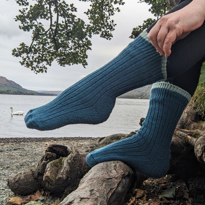 British Wool Socks - Teal and Kendal Mint