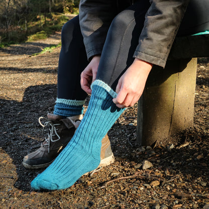 British Wool Socks - Teal with Mint