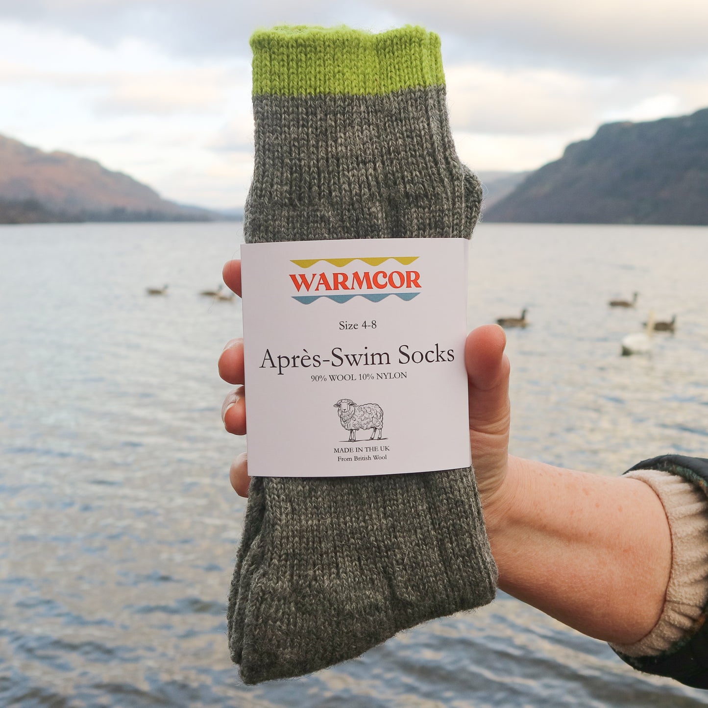 British Wool Socks - Slate and Lichen Lime